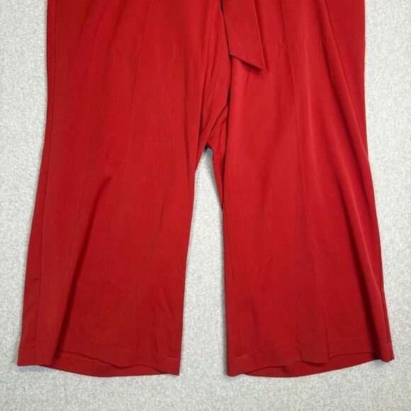 New Lane Bryant Women's Size 28 Plus Red Cropped Pants Capri's Belted Stretch - Picture 10 of 11